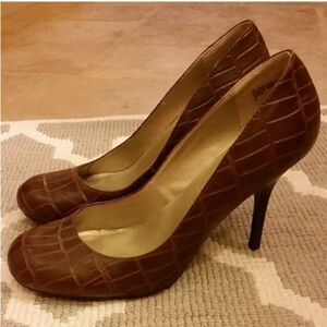 Ellememno Brown Crocodile Skin Heels size 7